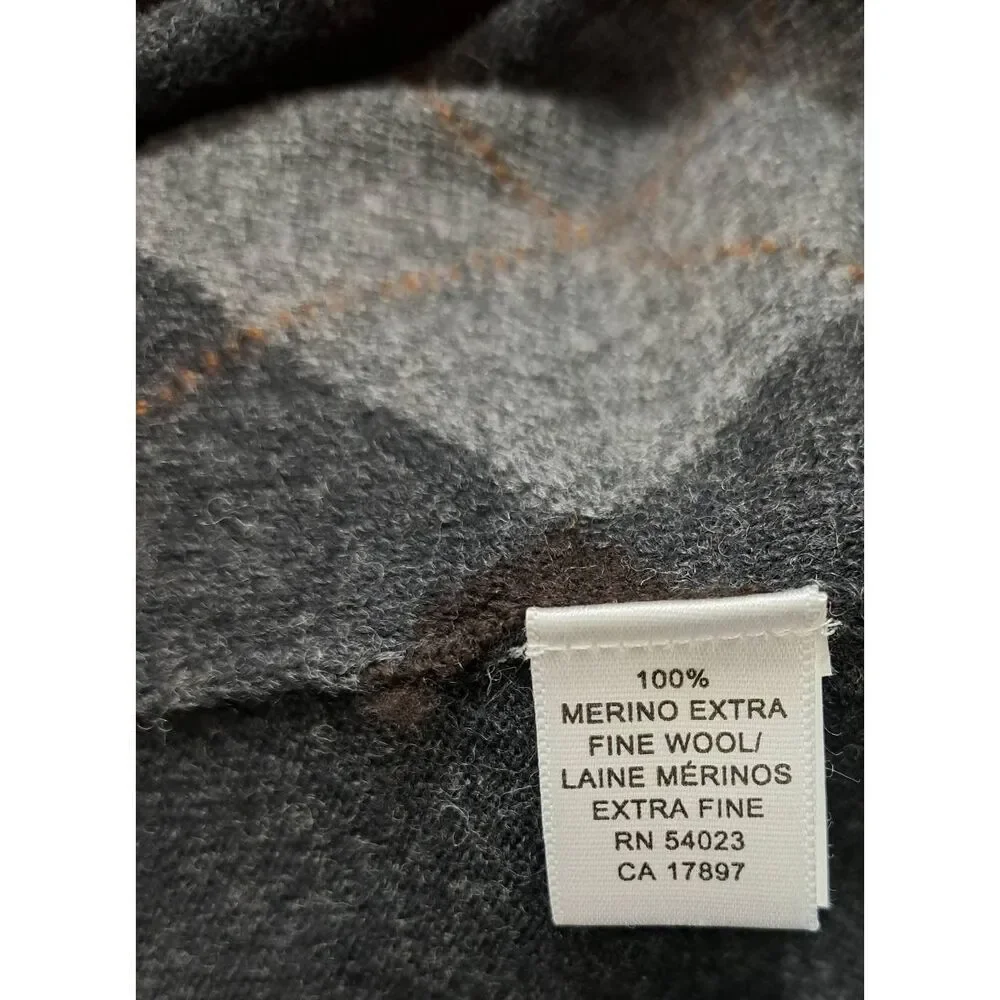 Banana republic mens large sweater argyle gray brown fine wool patch elbow